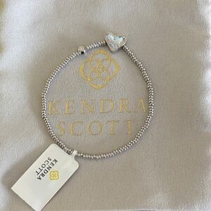 Kendra Scott Silver Stretch Beaded Bracelet with Heart Charm